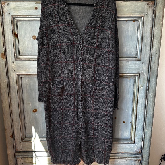 R13 Gray Distressed Long Cardigan - Picture 7 of 16
